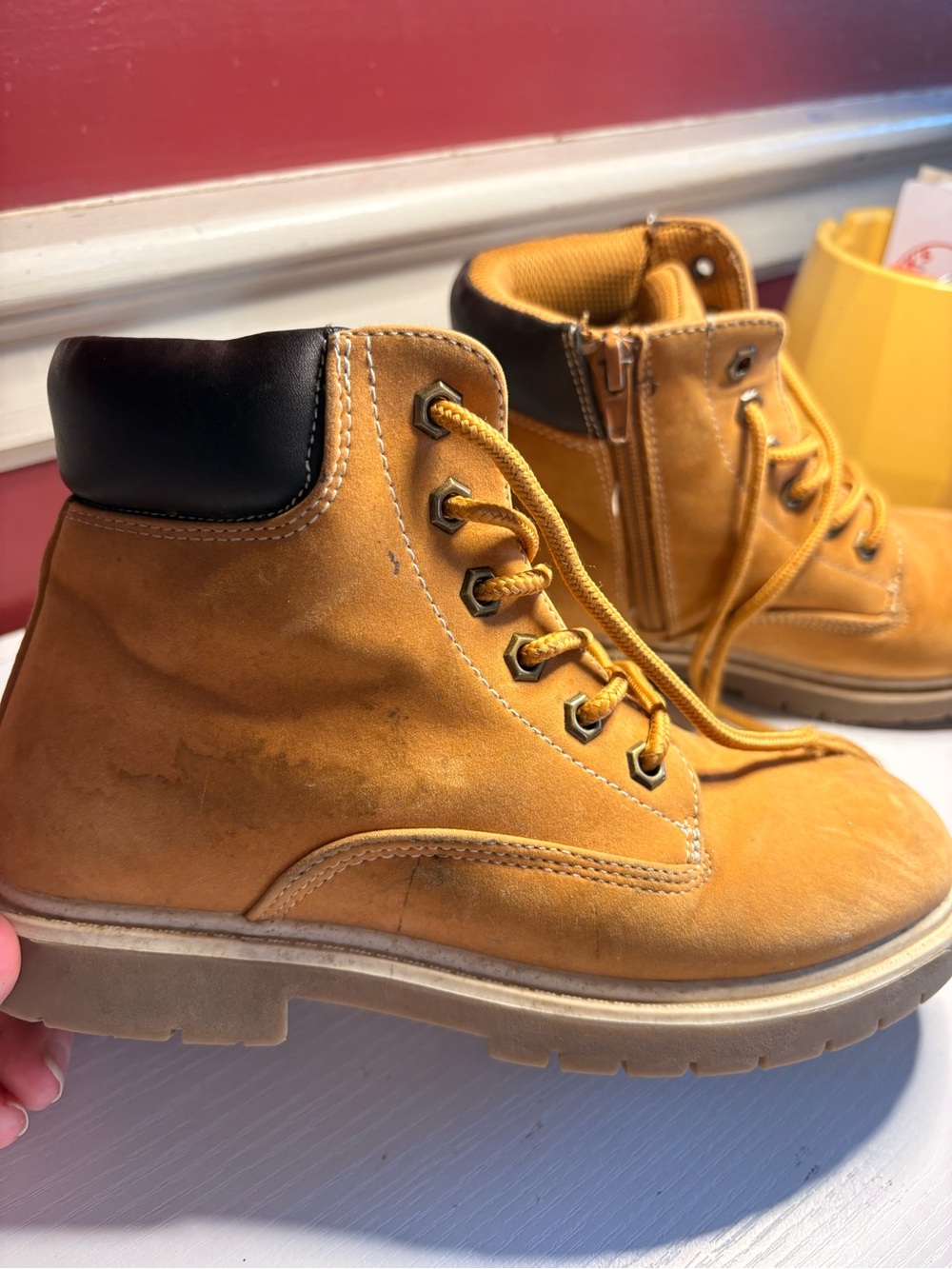 Kids Honey Tan Lace-Up Work Boots